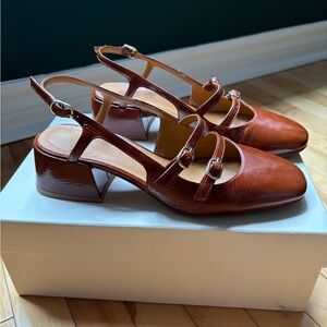 Sezane Brown Heeled Slingbacks